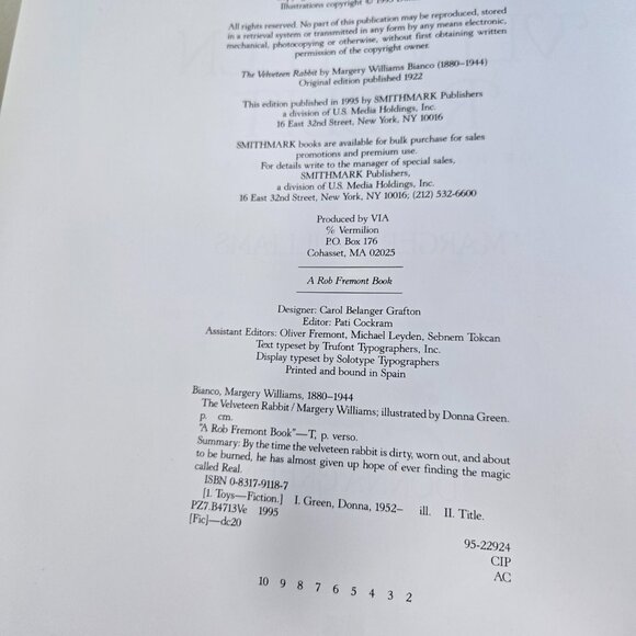 3/$45💕 Vintage 1990s The Velveteen Rabbit Hardcover - Picture 6 of 7